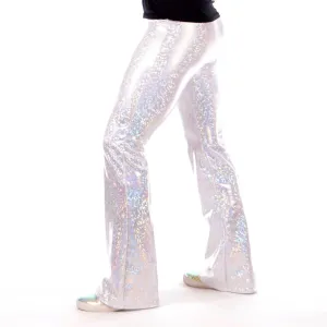 / Funstigators Festival Clothing: Men's Holographic Flared Disco Legging Pants - Made in USA