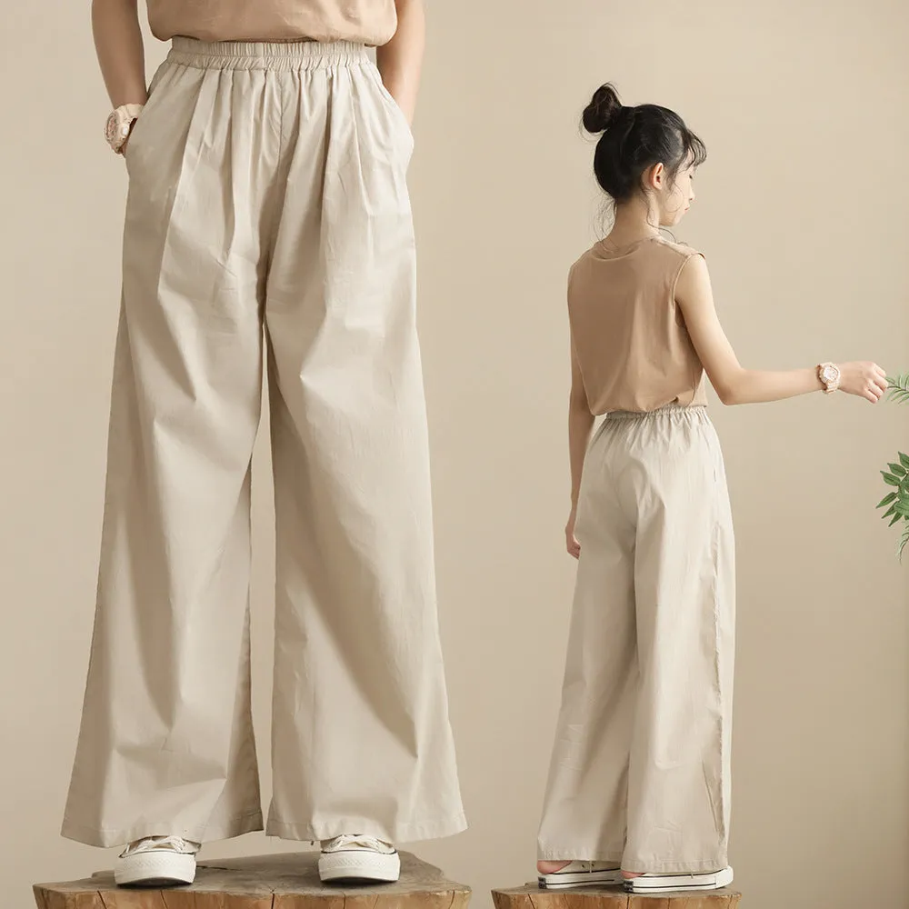 日系 口袋背心/ 卡其色长裤 Patched Pocket Sleeveless Tops/ Straight Leg Pants in Khaki