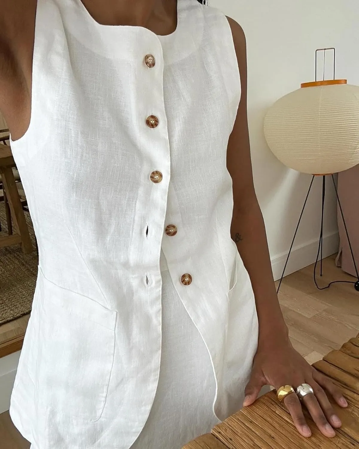 2025 Women's Summer Linen Vest Blazer Long Y2K Lightweight Fully-Lined Fashion Casual Jackets Tops Pockets