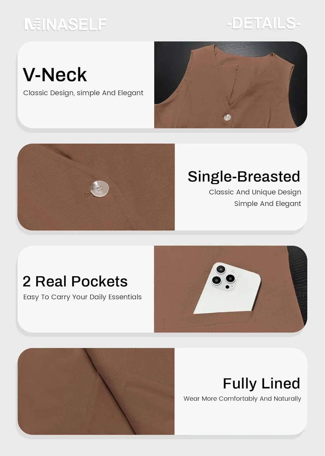 2025 Women's Summer Linen Vest Blazer Long Y2K Lightweight Fully-Lined V-Neck Fashion Casual Jackets Tops Pockets