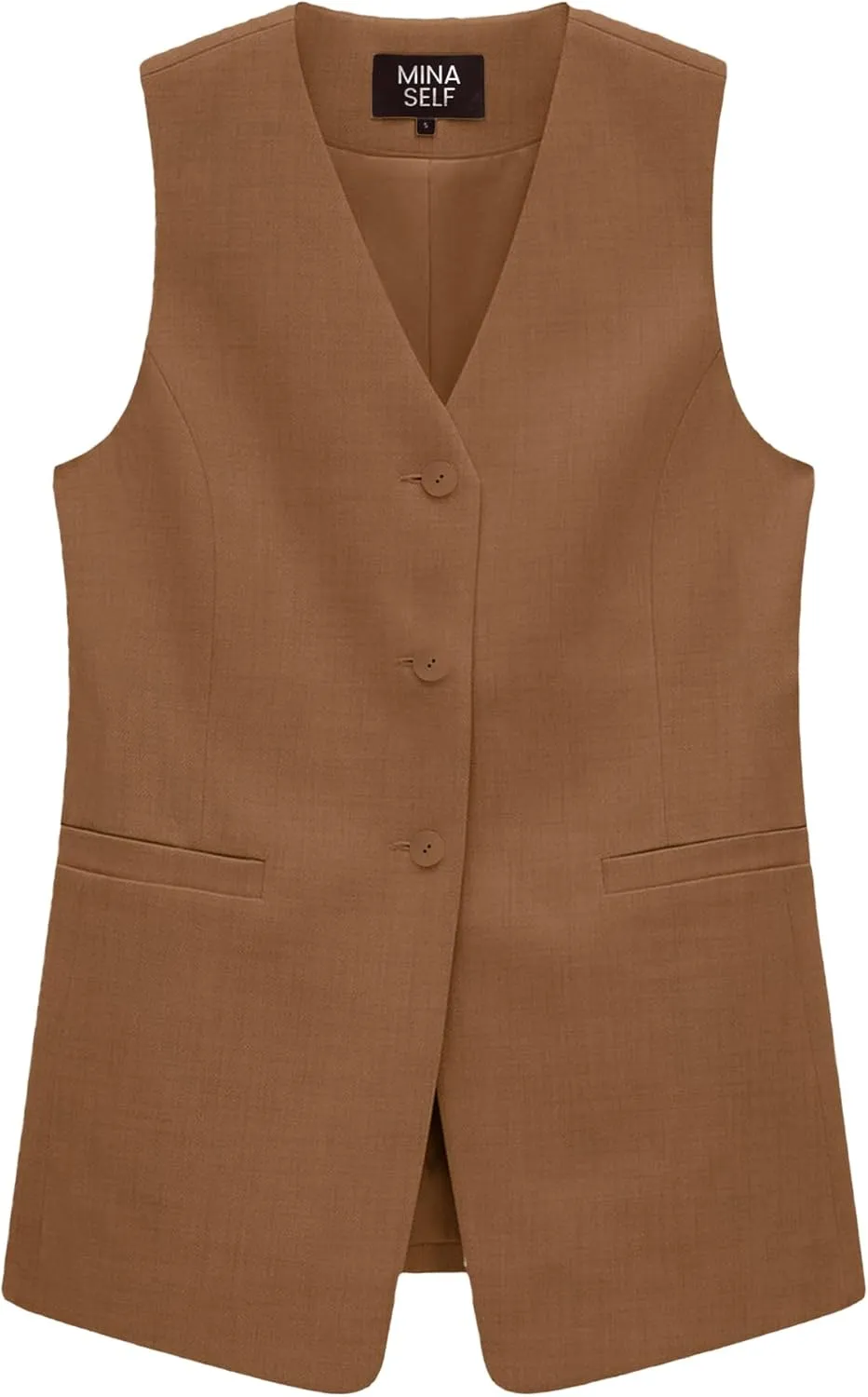 2025 Women's Summer Linen Vest Blazer Long Y2K Lightweight Fully-Lined V-Neck Fashion Casual Jackets Tops Pockets
