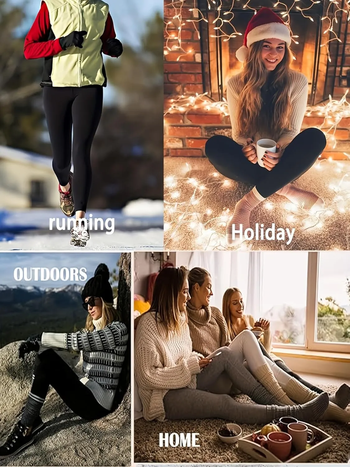 3 Pack Fleece Lined Leggings Women -Warm Winter Yoga Pants for Women Thermal Running Workout Leggings