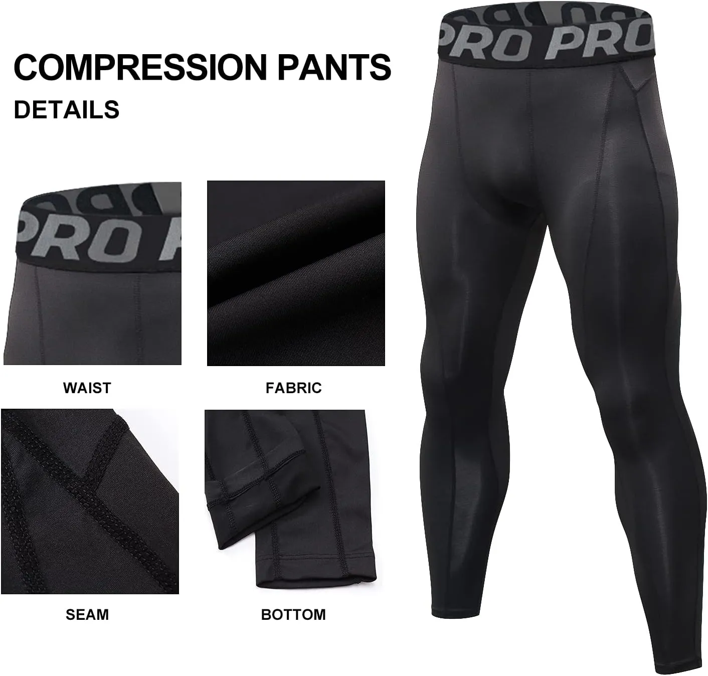 5 Pack Men's Compression Pants Camouflage Athletic Workout Leggings Running Tights Sports Basketball Baselayer