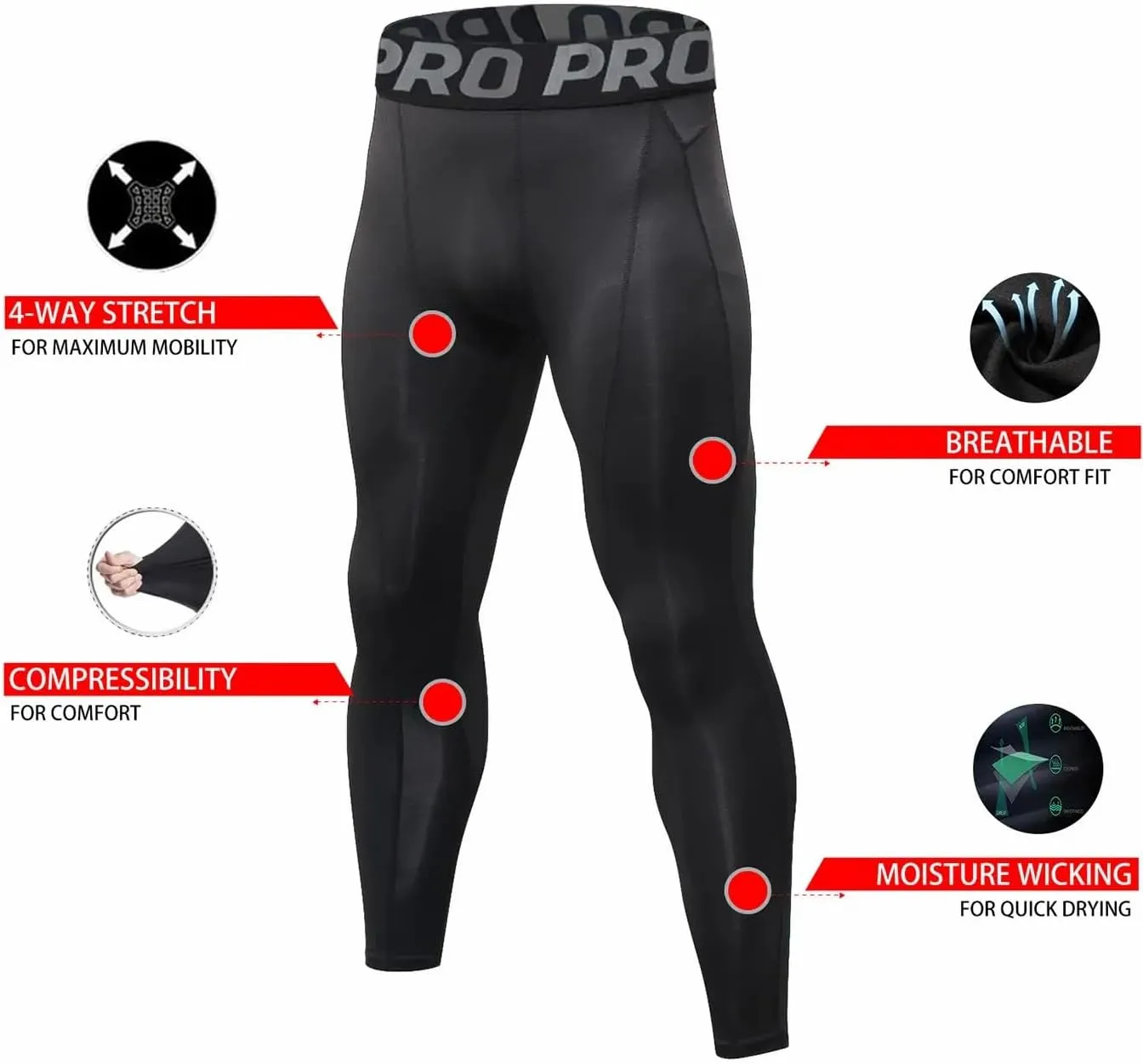 5 Pack Men's Compression Pants Camouflage Athletic Workout Leggings Running Tights Sports Basketball Baselayer