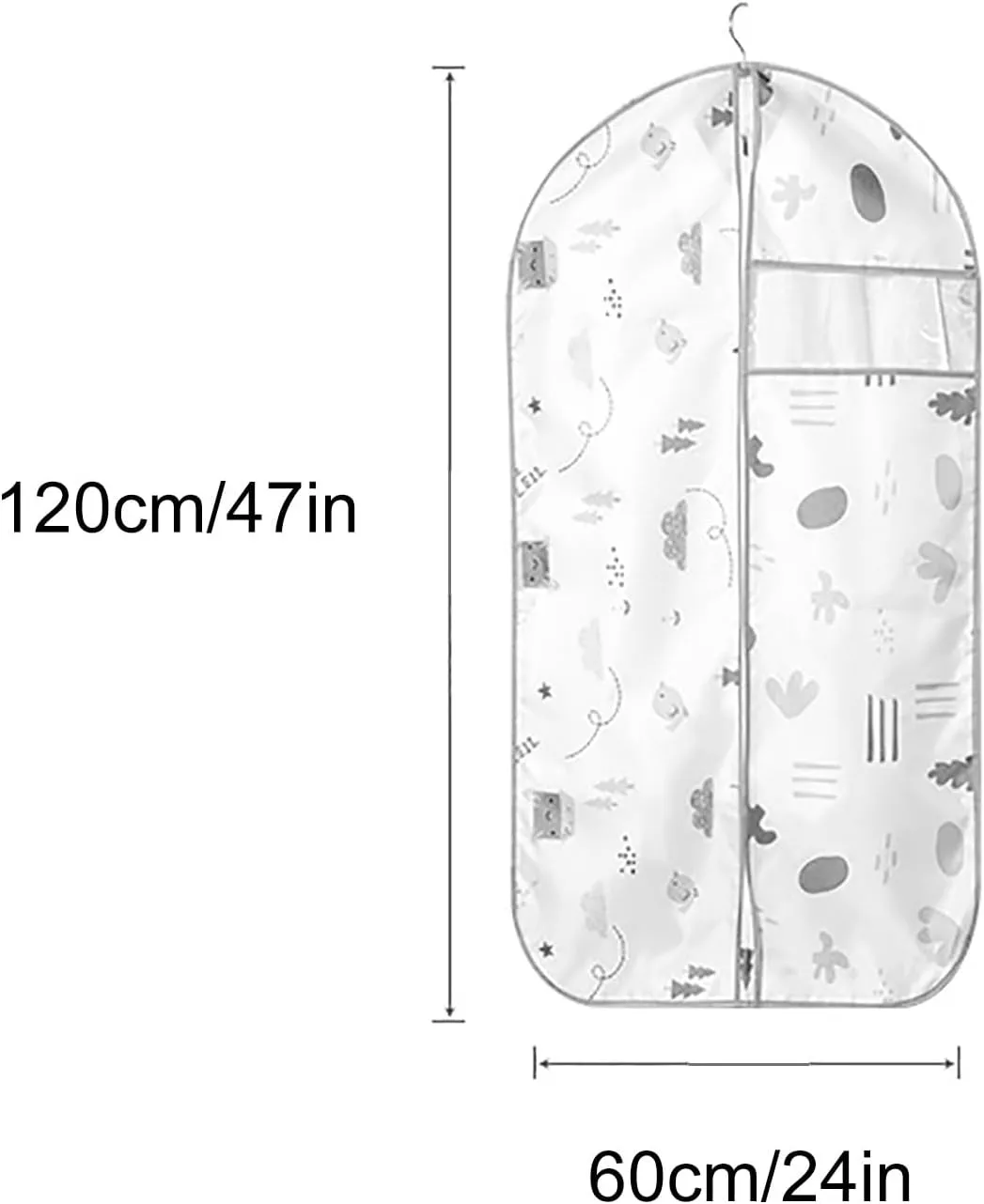 5 Pcs Printed Garment Bags, Lightweight Garment Bag Washable Clothes Cover for T-Shirt, Jacket, Suits, Coats, Oxford Fabrics(60x120cm/24x47in)