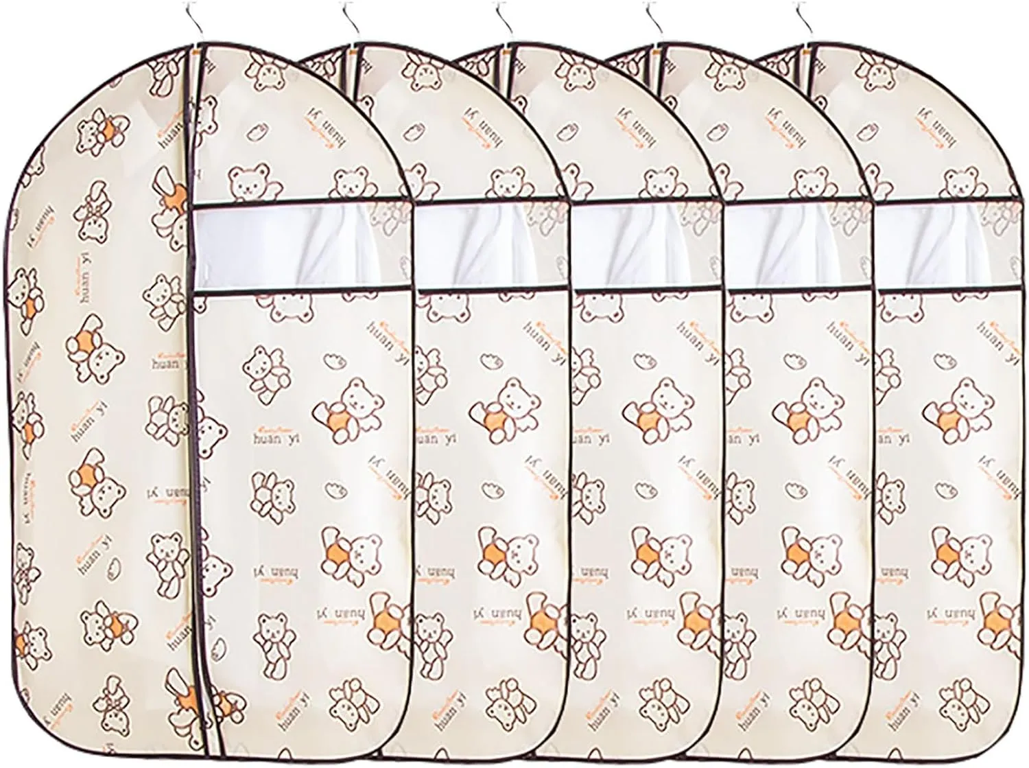 5 Pcs Printed Garment Bags, Lightweight Garment Bag Washable Clothes Cover for T-Shirt, Jacket, Suits, Coats, Oxford Fabrics(60x120cm/24x47in)