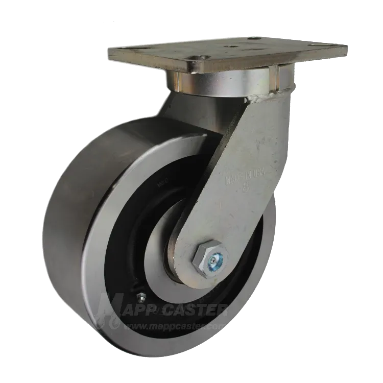 8" x 3" Forged Steel Wheel P71 Swivel Caster - 5,400 Lbs Capacity