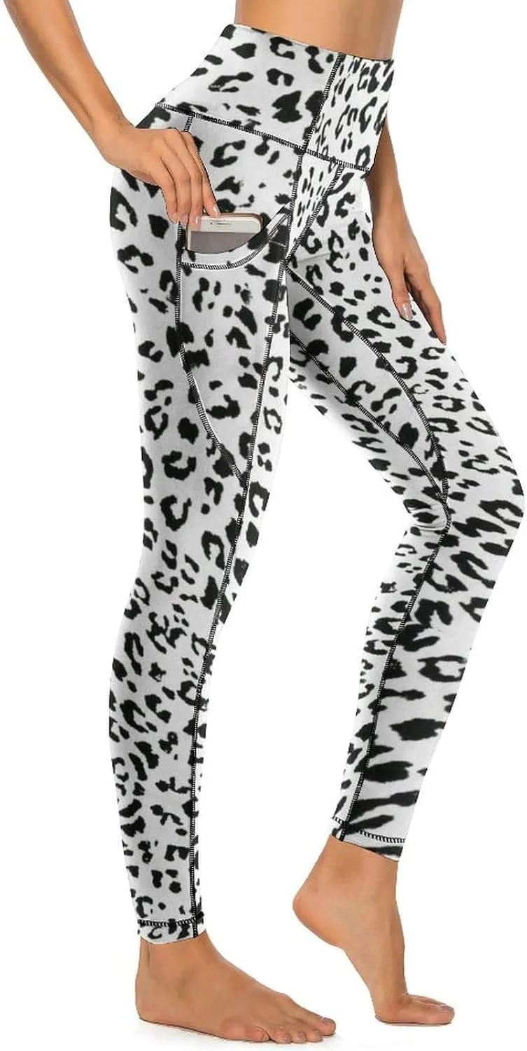 Abstract Flame Yoga Pants High Waist with Pockets Tummy Control Workout Running Leggings for Women