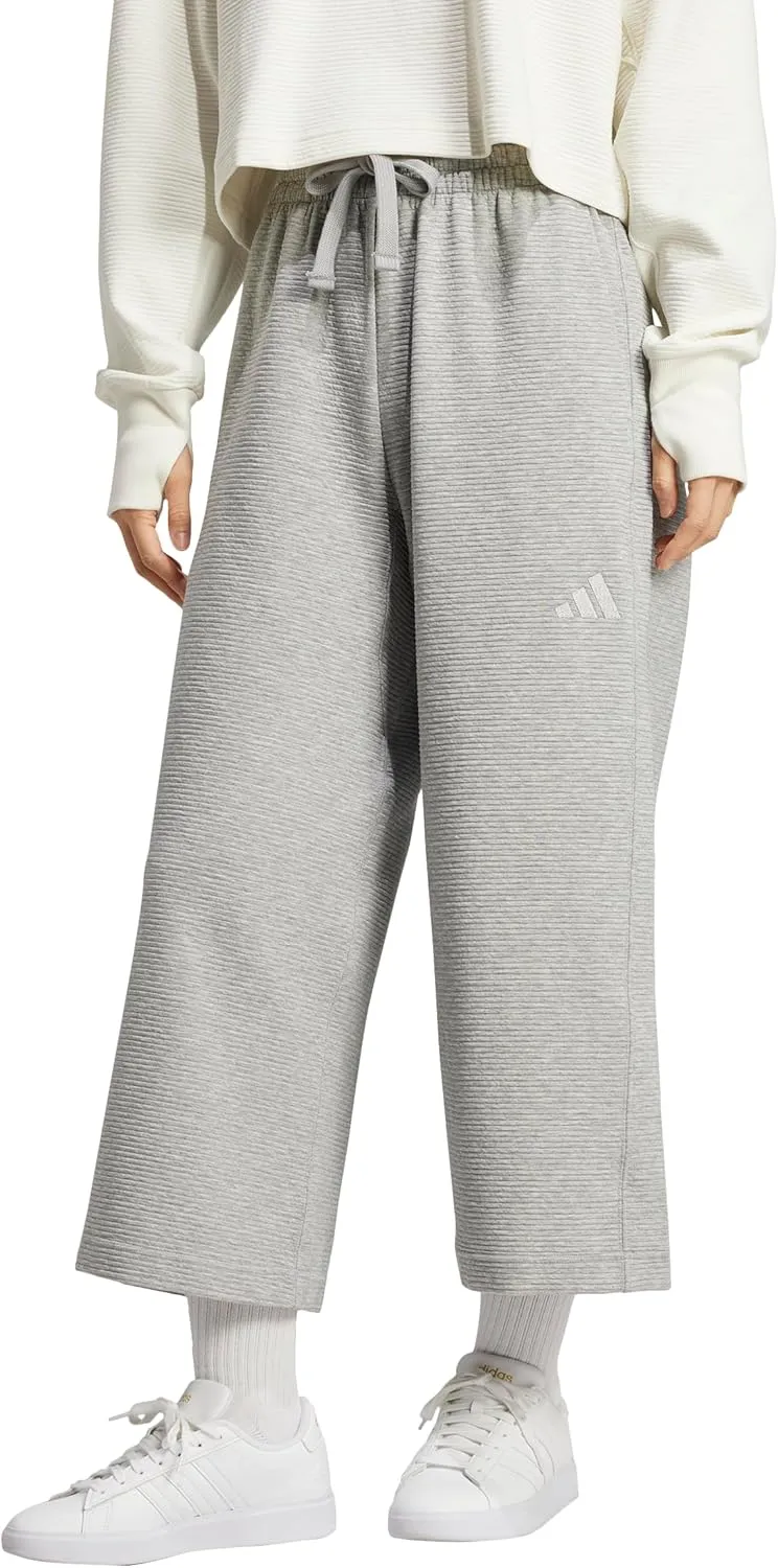 adidas Women's All Szn Ribbed 7/8 Length Wide Leg Pants