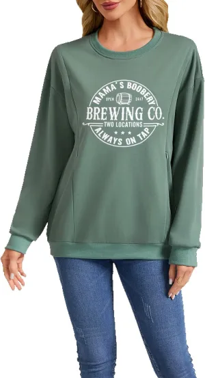 AEARGIV Women Causal Maternity Nursing Sweatshirt Comfort Friendly Zip Breastfeeding Pullover Tops Mama's Boobery Sweater