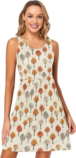 ALAZA Cute Capybara Water Lily Women's Summer Dress Sun Dress Sleeveless with Pockets