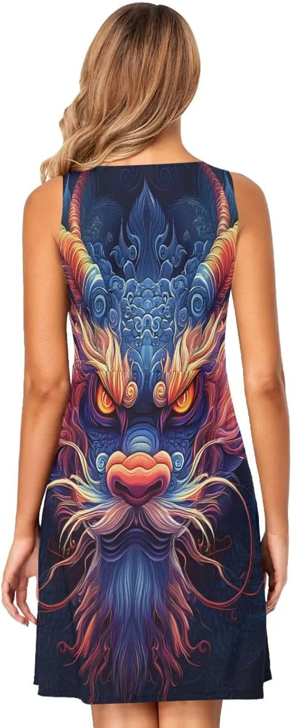 ALAZA Cute Capybara Water Lily Women's Summer Dress Sun Dress Sleeveless with Pockets