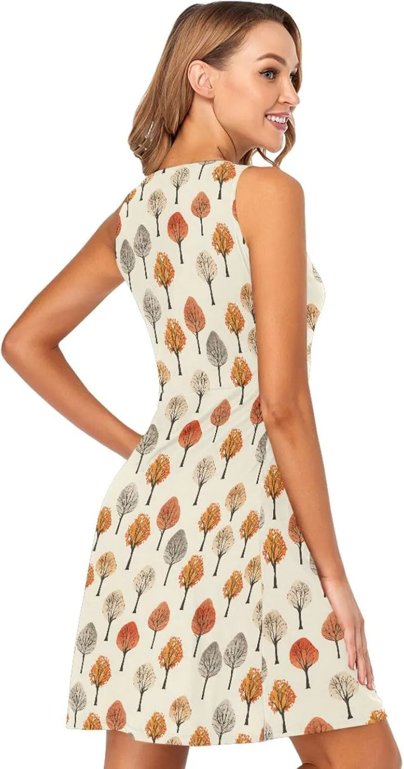 ALAZA Cute Capybara Water Lily Women's Summer Dress Sun Dress Sleeveless with Pockets