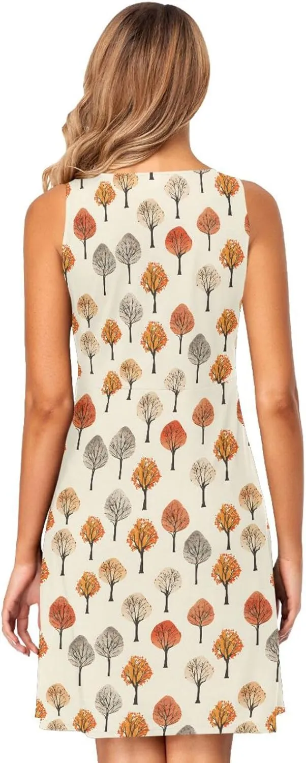 ALAZA Cute Capybara Water Lily Women's Summer Dress Sun Dress Sleeveless with Pockets