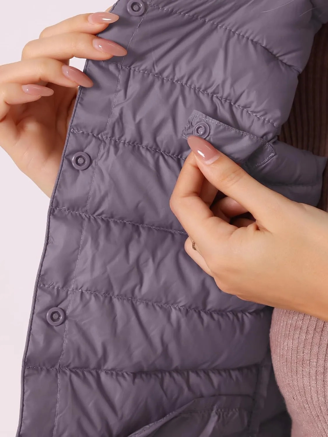 Allegra K Women's Puffer Vest Sleeveless Lightweight Button Up Quilted Round Neck Jacket Coat
