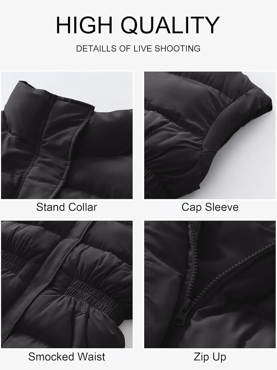 ANRABESS Women Puffer Vest Oversized Sleeveless Zip Up Stand Collar Lightweight Jackets 2025 Winter Warm Puffy Down Coats