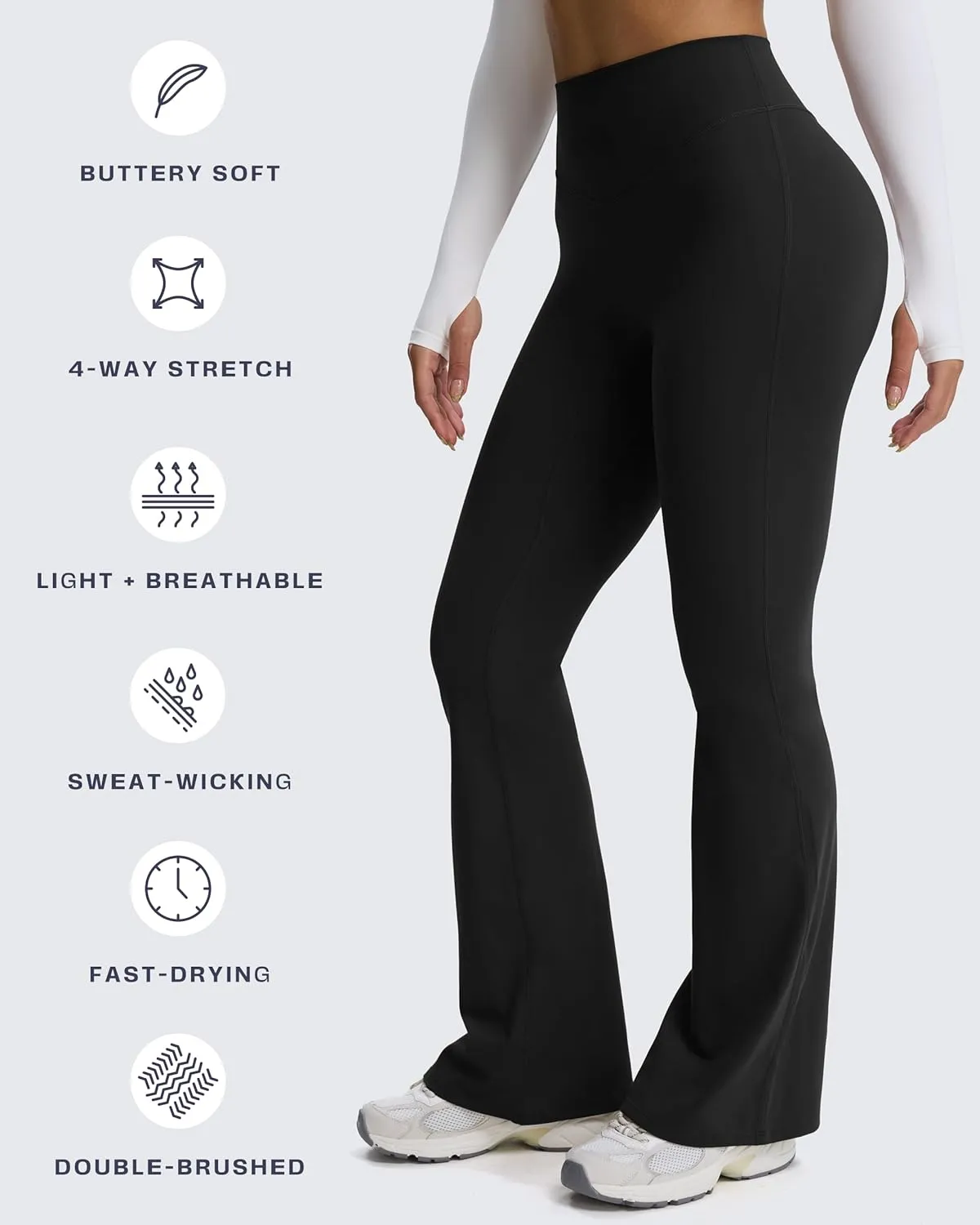Aoxjox Flare Leggings for Women Hidden Scrunch Butt Lifting High Waisted Wide Leg Yoga Pants 30"/32"/34"