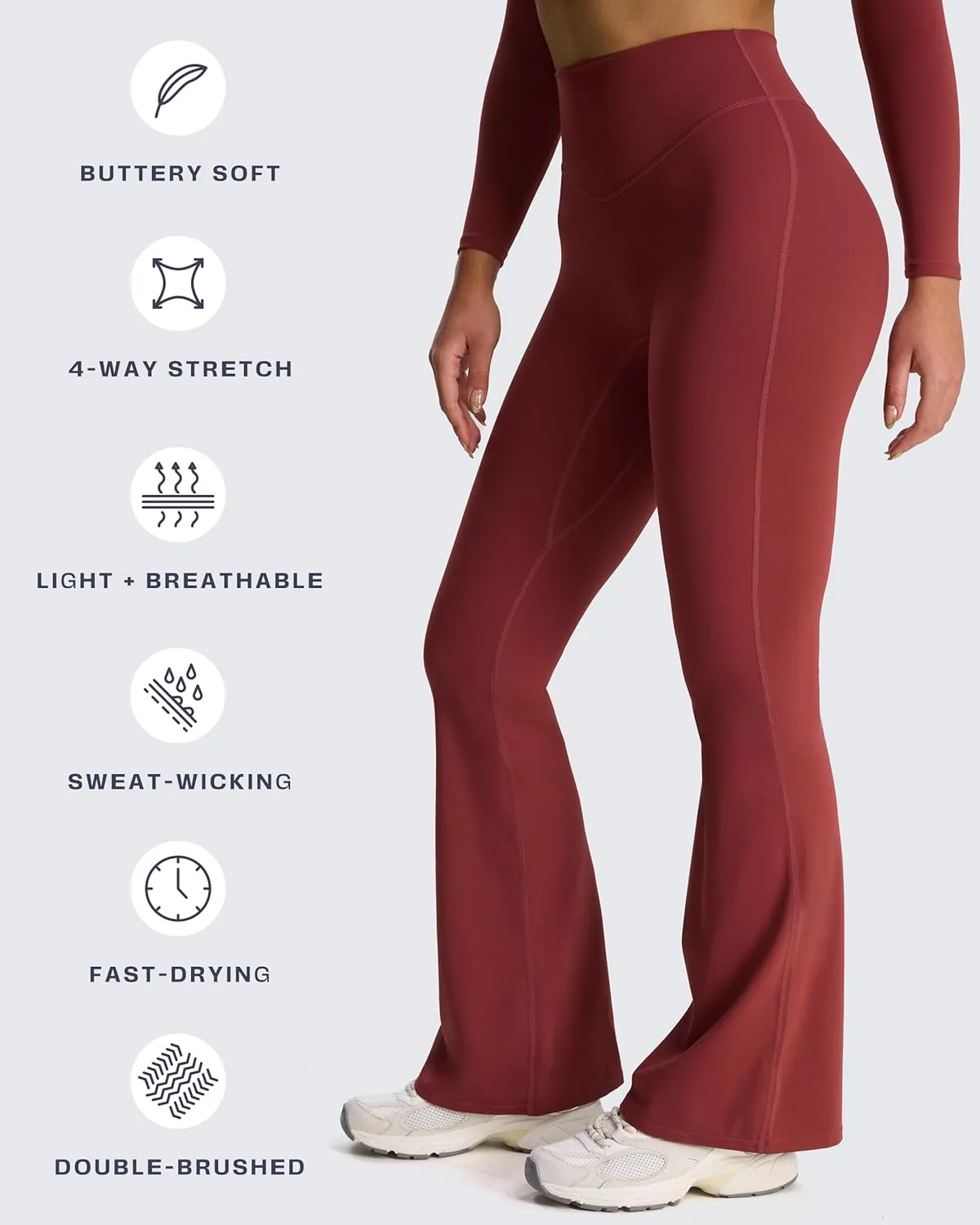 Aoxjox Flare Leggings for Women Hidden Scrunch Butt Lifting High Waisted Wide Leg Yoga Pants 30"/32"/34"