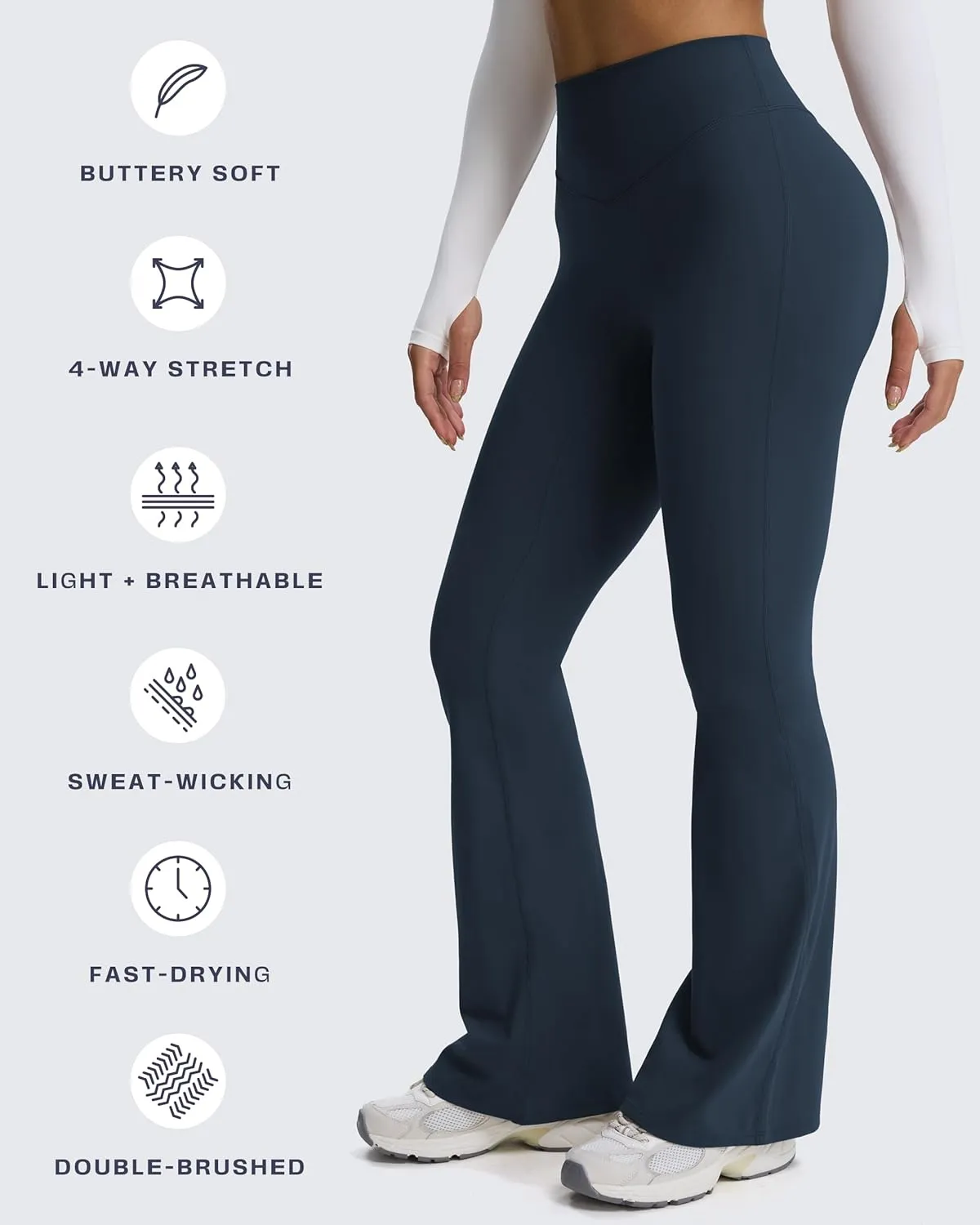 Aoxjox Flare Leggings for Women Hidden Scrunch Butt Lifting High Waisted Wide Leg Yoga Pants 30"/32"/34"