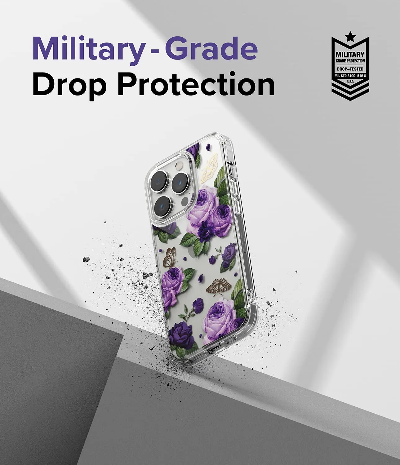 Apple iPhone 14 Pro Max Back Cover Case | Fusion Design - Purple Rose