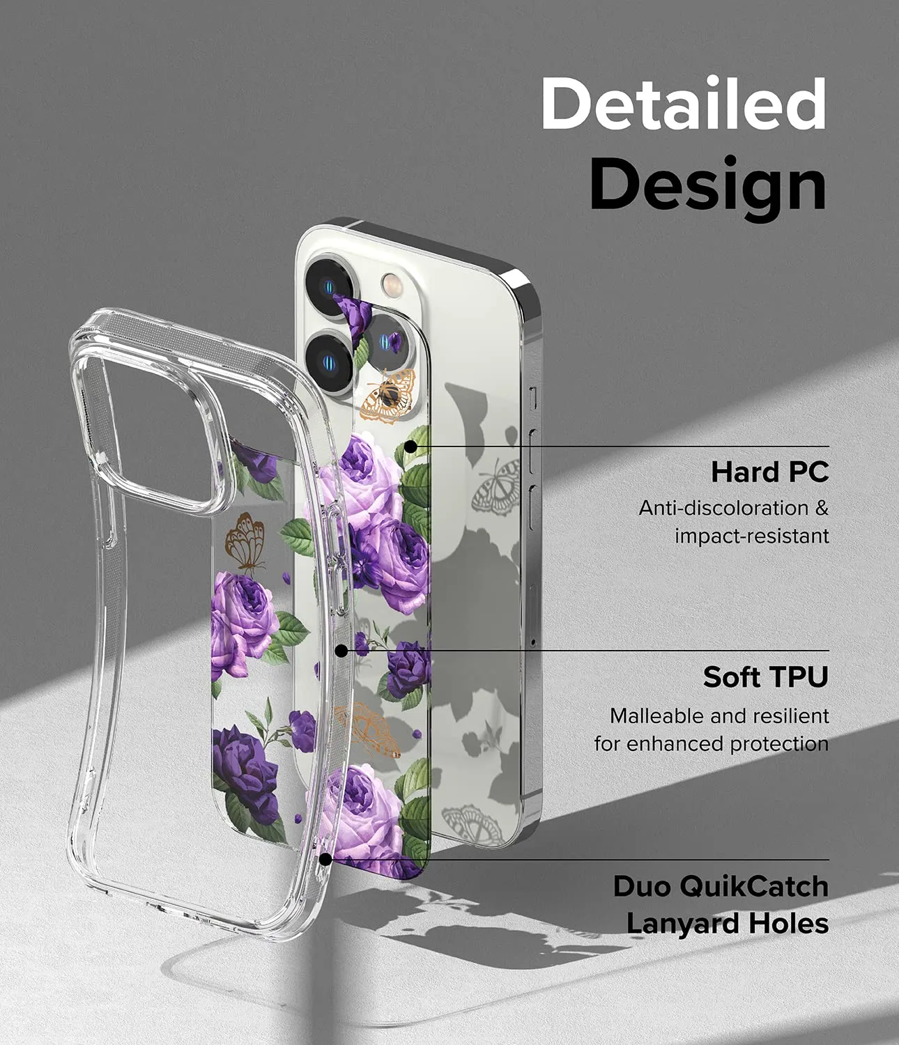 Apple iPhone 14 Pro Max Back Cover Case | Fusion Design - Purple Rose