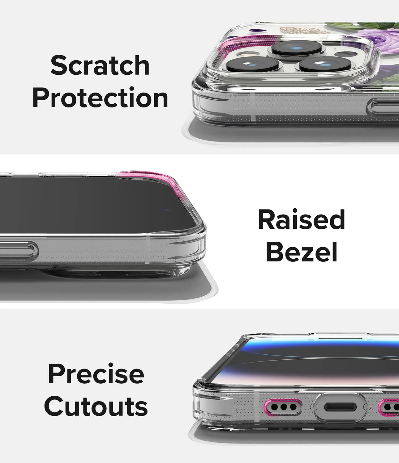 Apple iPhone 14 Pro Max Back Cover Case | Fusion Design - Purple Rose