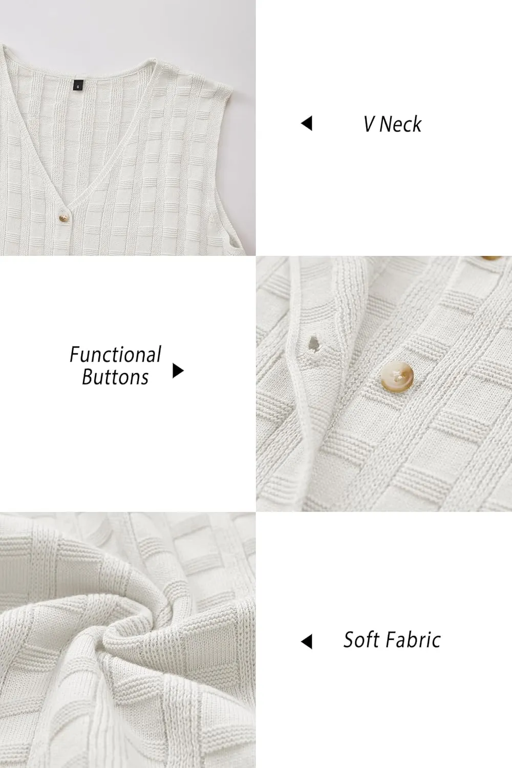 Arach&Cloz Womens Sweater Vest Tops 2025 Summer Knit V Neck Cardigan Sleeveless Button Textured Business Casual Outfits