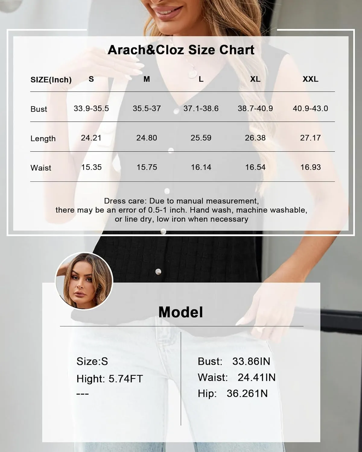Arach&Cloz Womens Sweater Vest Tops 2025 Summer Knit V Neck Cardigan Sleeveless Button Textured Business Casual Outfits