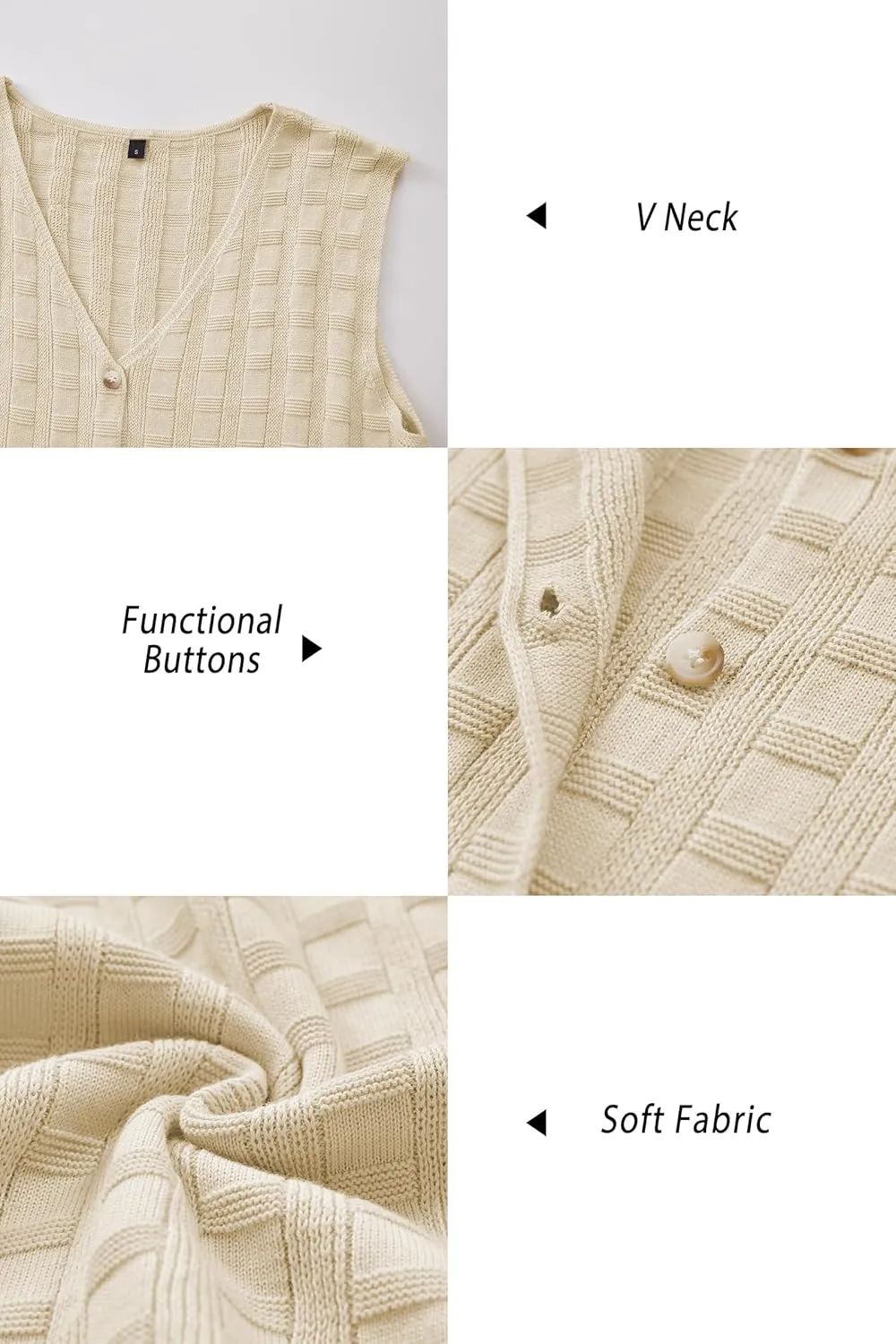 Arach&Cloz Womens Sweater Vest Tops 2025 Summer Knit V Neck Cardigan Sleeveless Button Textured Business Casual Outfits