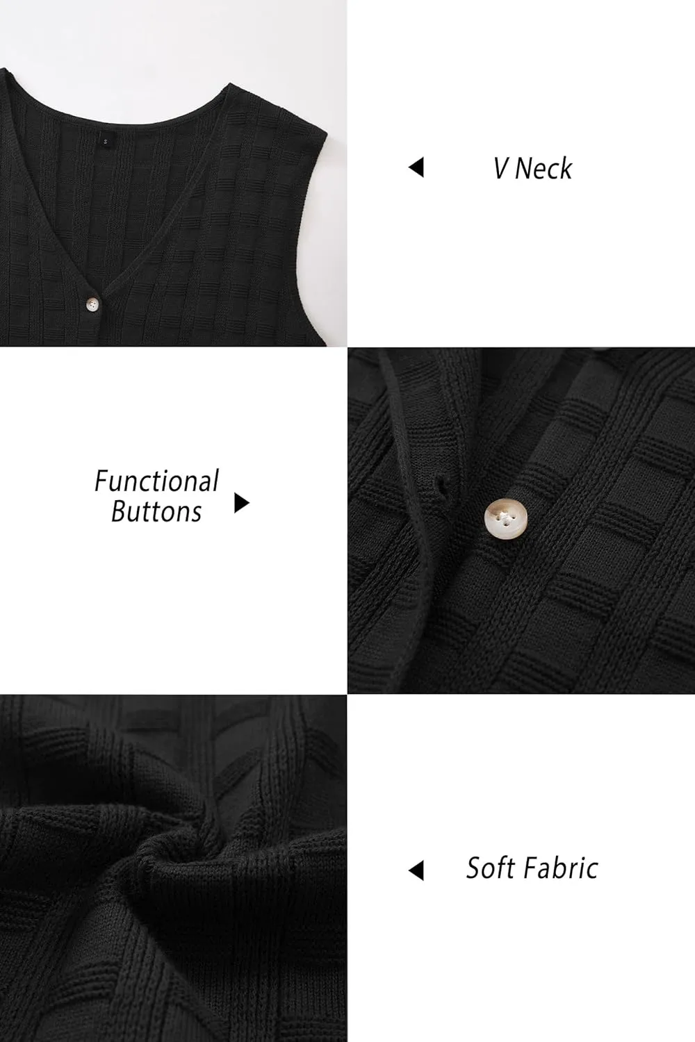 Arach&Cloz Womens Sweater Vest Tops 2025 Summer Knit V Neck Cardigan Sleeveless Button Textured Business Casual Outfits