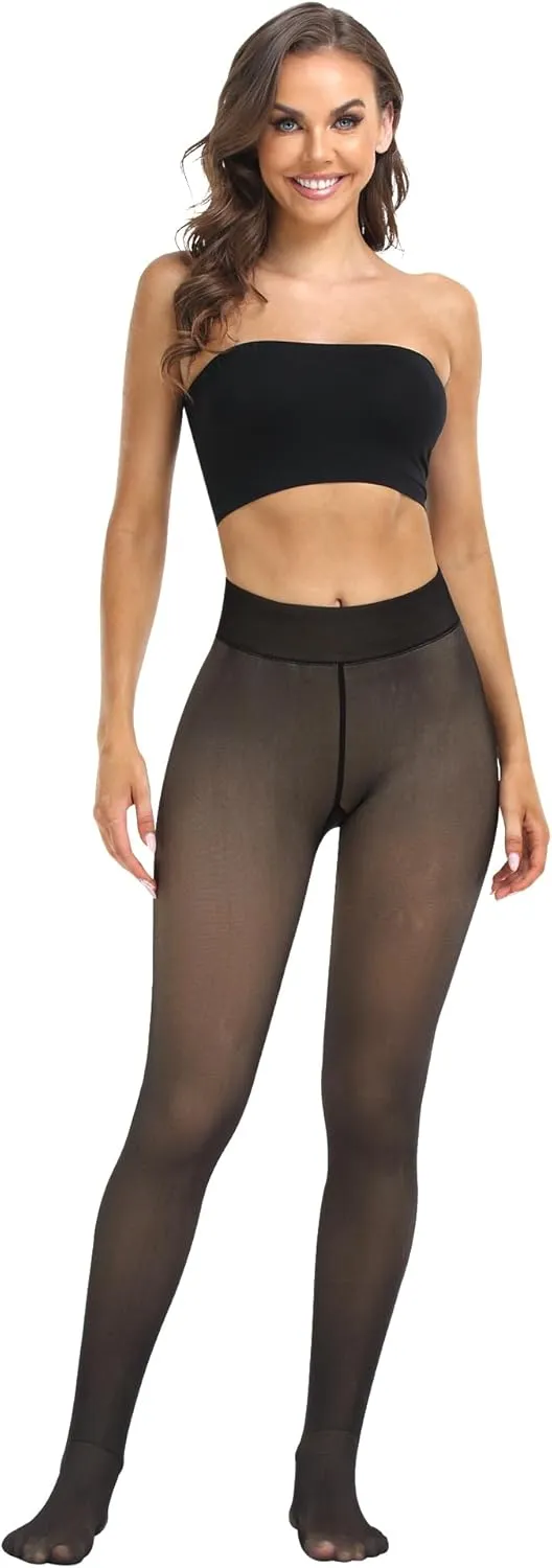 ATHVOTAR Fleece Lined Winter Tights Women - Thermal Warm Opaque Pantyhose Thick Sheer Leggings