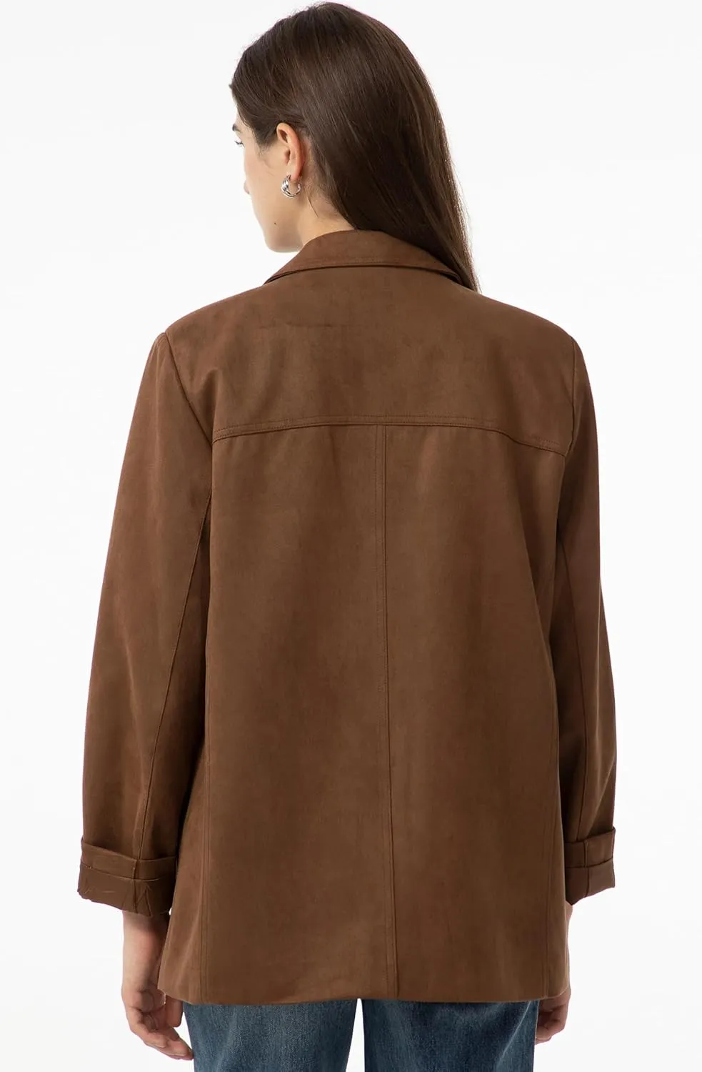 Babalet Women's Faux Suede Blazer Jacket 2024 Fall Fashion Outfits Oversized Casual Coat