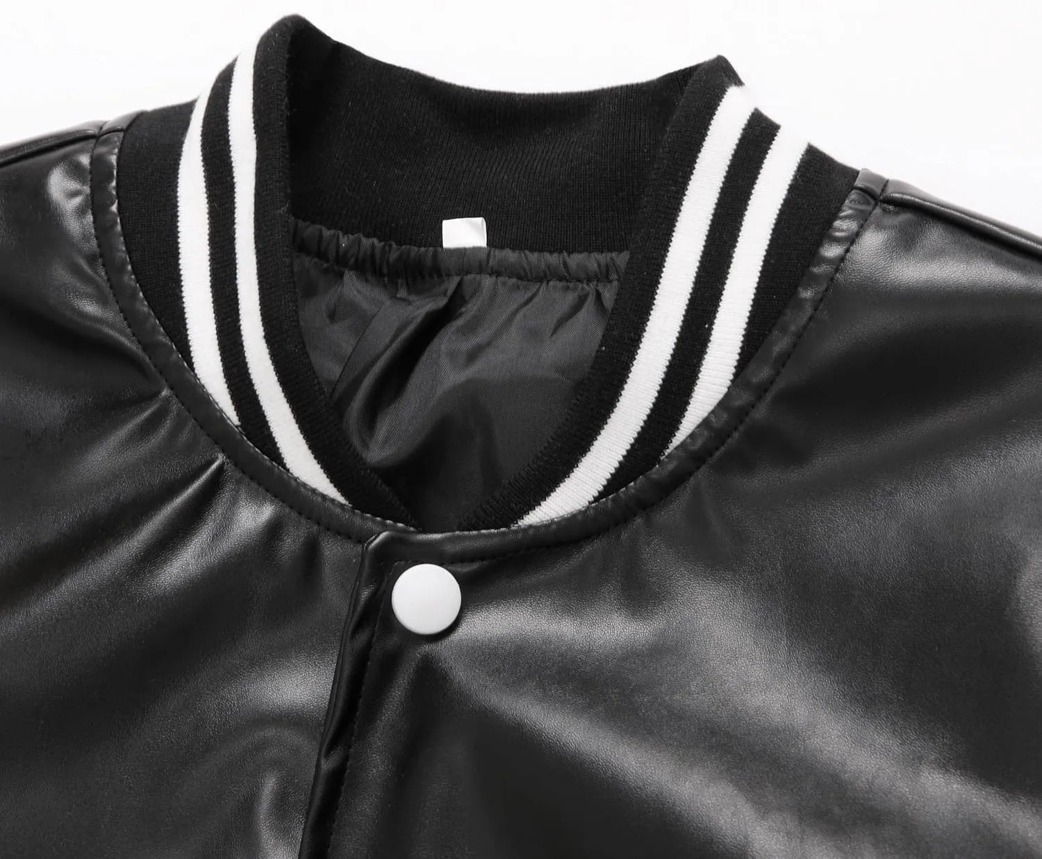 BAICAIYU Kids Baseball Leather Jackets Boys and Girls Varsity PU Letterman Coat Button Cardigan Bomber Lightweight Jacket