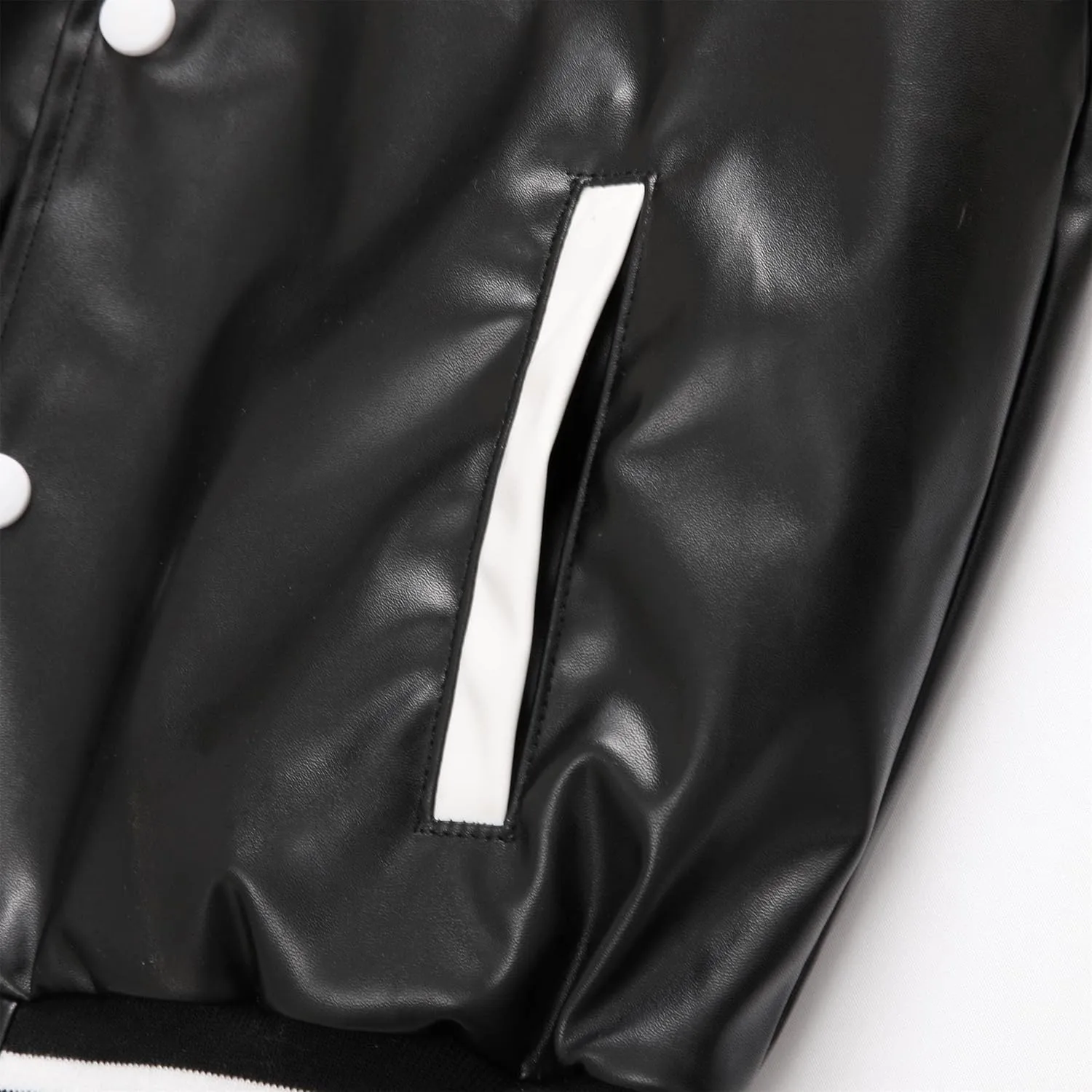 BAICAIYU Kids Baseball Leather Jackets Boys and Girls Varsity PU Letterman Coat Button Cardigan Bomber Lightweight Jacket