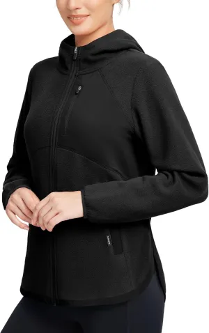 baleaf Women's Fleece Thermal Jacket Hooded Polar Warm Winter Lightweight Jackets Cold Weather Running Hiking Casual Outdoor