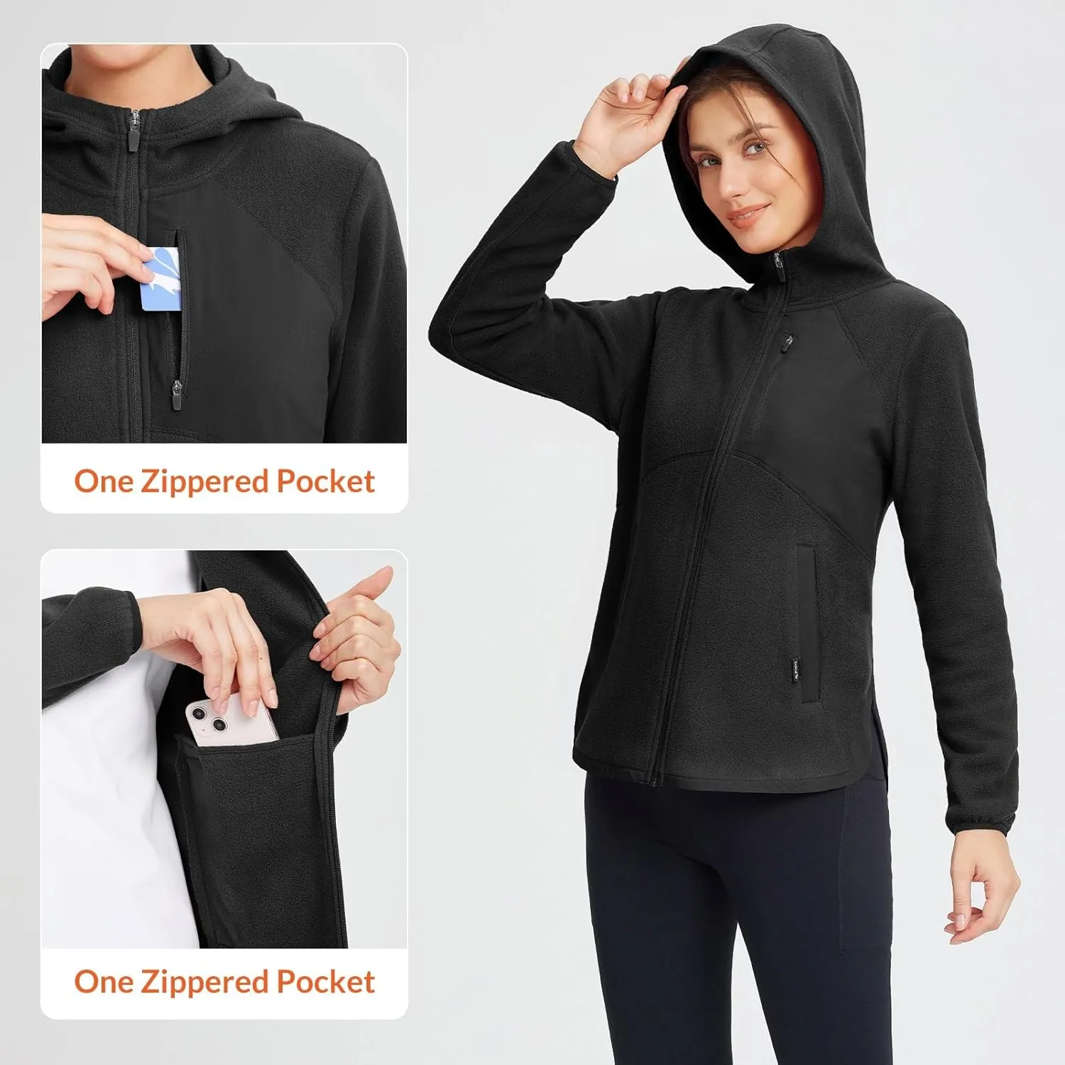 baleaf Women's Fleece Thermal Jacket Hooded Polar Warm Winter Lightweight Jackets Cold Weather Running Hiking Casual Outdoor