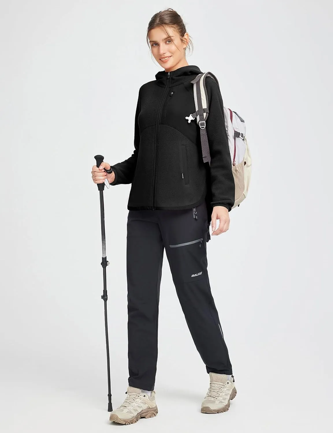 baleaf Women's Fleece Thermal Jacket Hooded Polar Warm Winter Lightweight Jackets Cold Weather Running Hiking Casual Outdoor