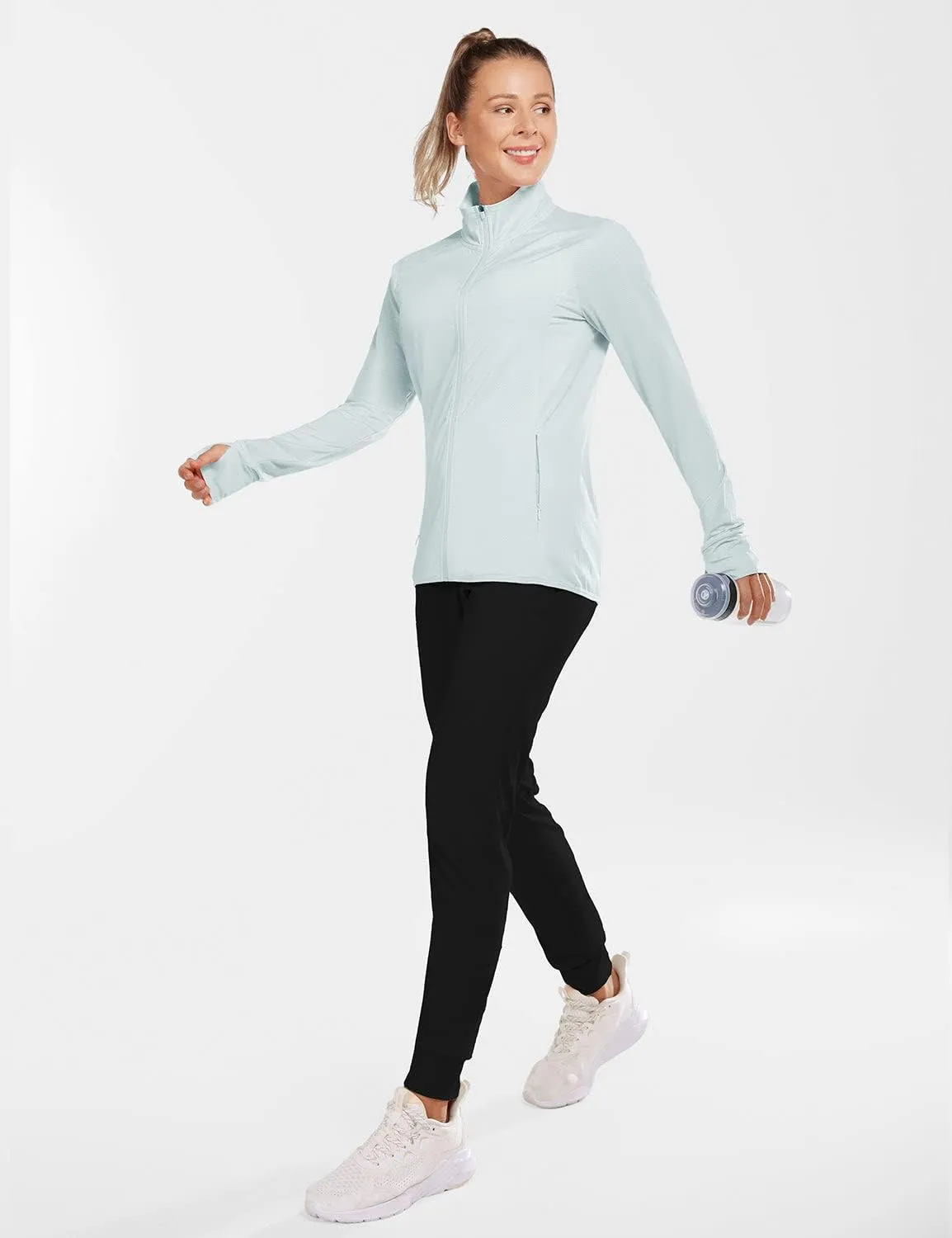 baleaf Women's Long Sleeve Running Shirts UPF 50  Sun Protection Full Zip Athletic Jackets Lightweight Zipper Pockets