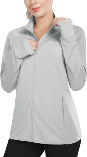 baleaf Women's Long Sleeve Running Shirts UPF 50  Sun Protection Full Zip Athletic Jackets Lightweight Zipper Pockets