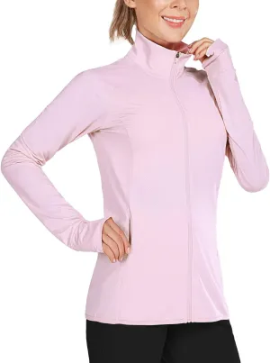 baleaf Women's Long Sleeve Running Shirts UPF 50  Sun Protection Full Zip Athletic Jackets Lightweight Zipper Pockets