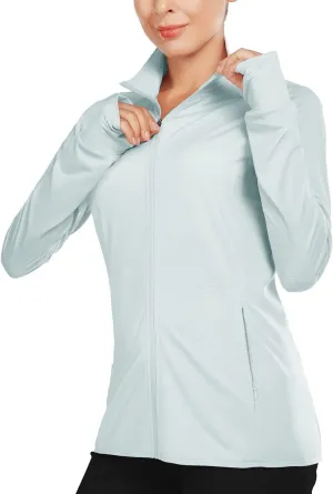 baleaf Women's Long Sleeve Running Shirts UPF 50  Sun Protection Full Zip Athletic Jackets Lightweight Zipper Pockets