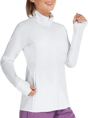 baleaf Women's Long Sleeve Running Shirts UPF 50  Sun Protection Full Zip Athletic Jackets Lightweight Zipper Pockets
