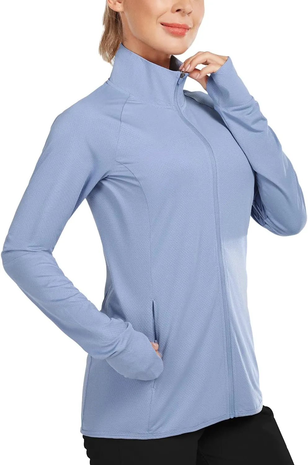 baleaf Women's Long Sleeve Running Shirts UPF 50  Sun Protection Full Zip Athletic Jackets Lightweight Zipper Pockets