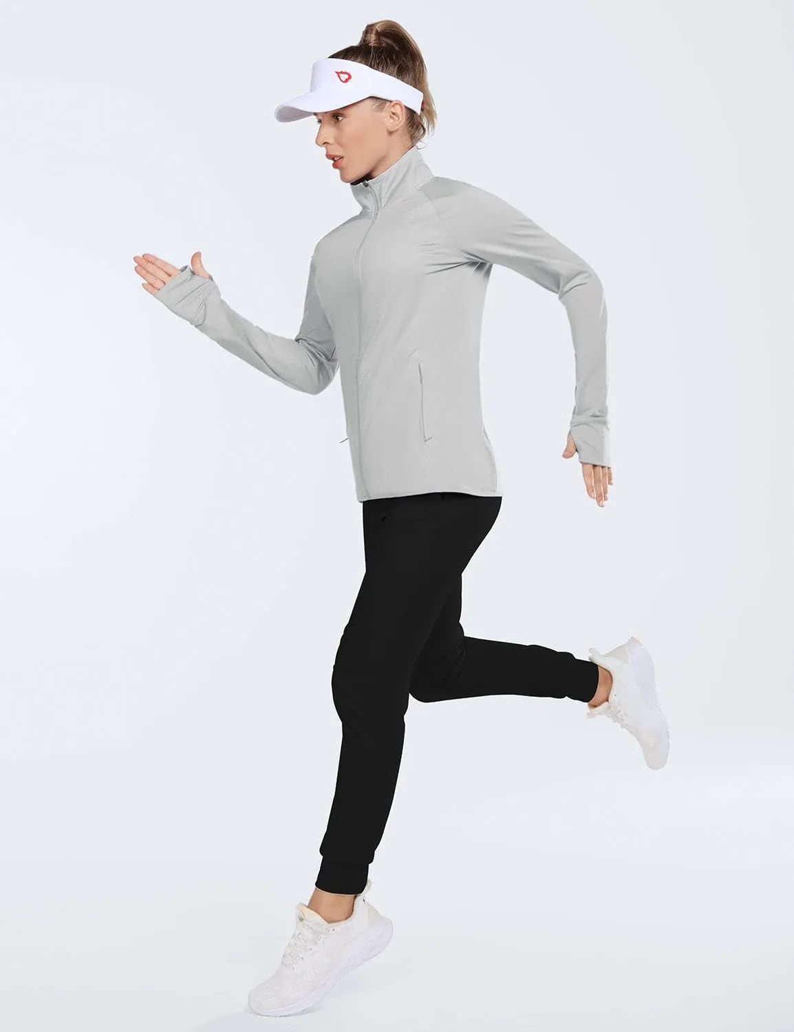 baleaf Women's Long Sleeve Running Shirts UPF 50  Sun Protection Full Zip Athletic Jackets Lightweight Zipper Pockets