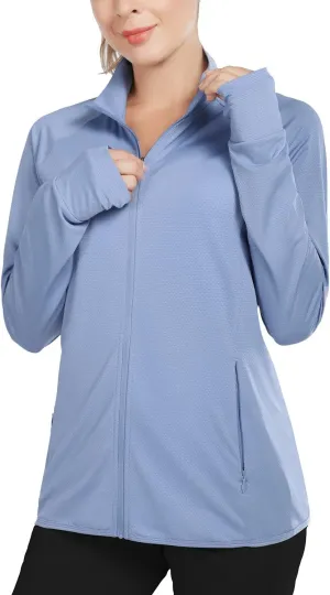 baleaf Women's Long Sleeve Running Shirts UPF 50  Sun Protection Full Zip Athletic Jackets Lightweight Zipper Pockets