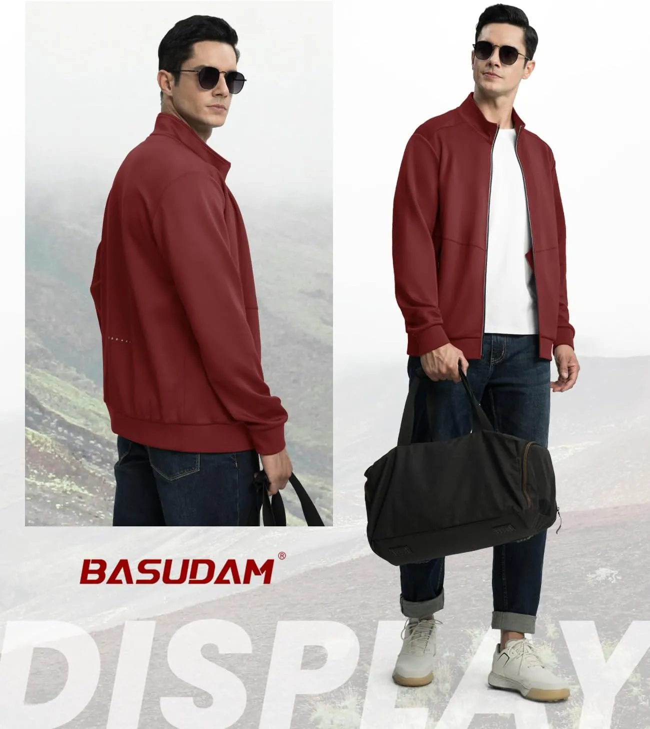 BASUDAM Men's Track Jackets Lightweight Warm Up Casual Coat Athletic Workout Running Jacket with Zipper Pockets