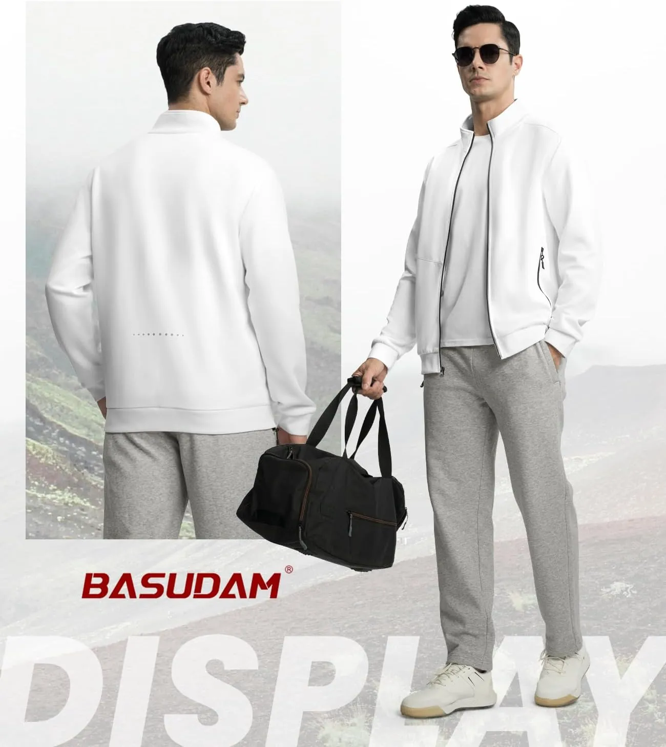BASUDAM Men's Track Jackets Lightweight Warm Up Casual Coat Athletic Workout Running Jacket with Zipper Pockets