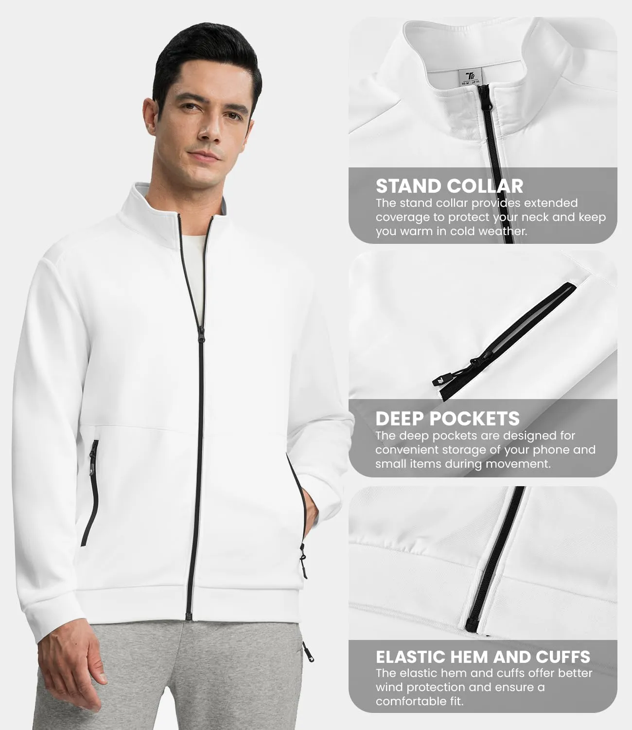 BASUDAM Men's Track Jackets Lightweight Warm Up Casual Coat Athletic Workout Running Jacket with Zipper Pockets
