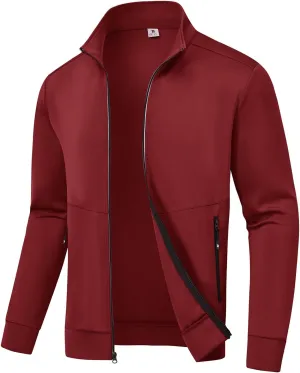 BASUDAM Men's Track Jackets Lightweight Warm Up Casual Coat Athletic Workout Running Jacket with Zipper Pockets