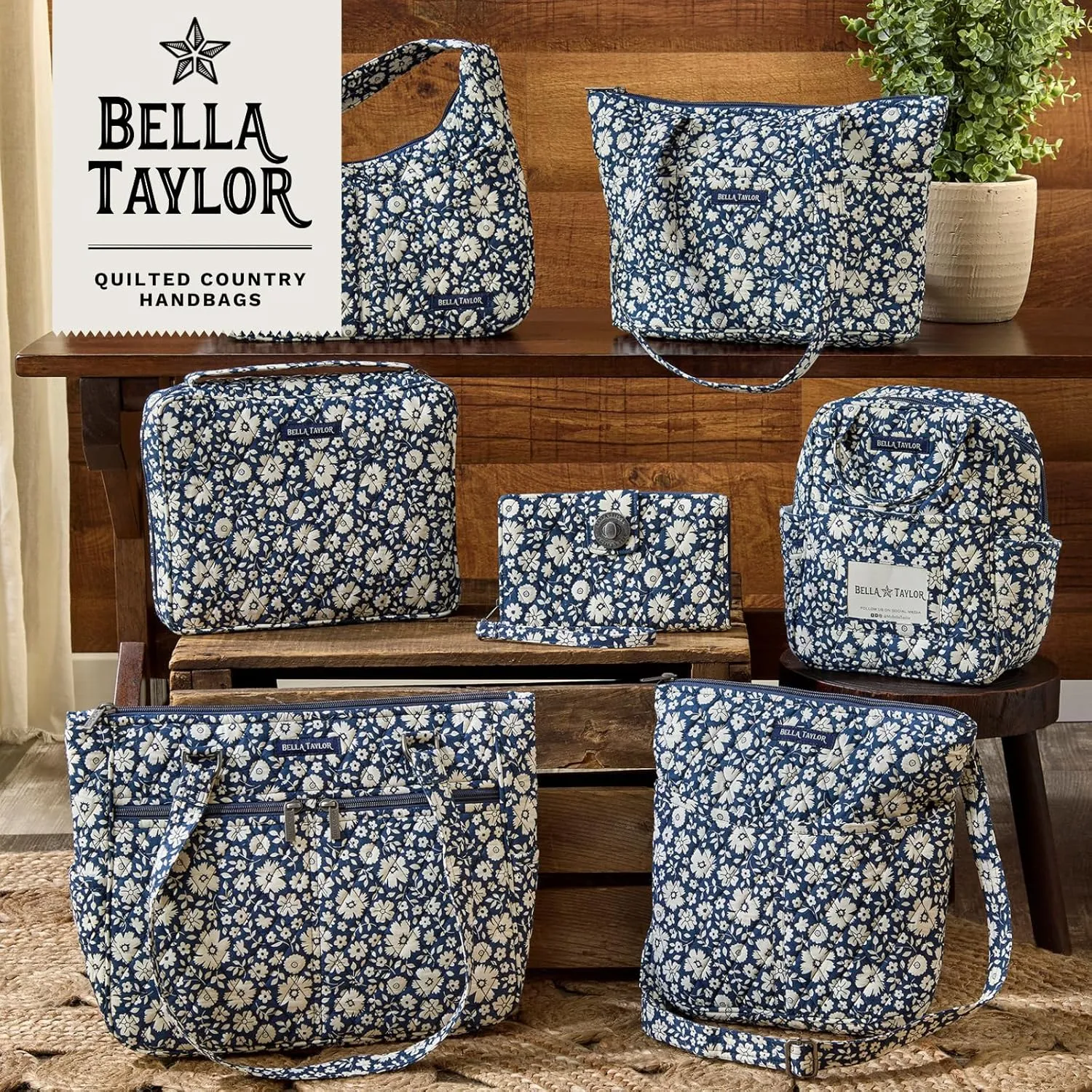 Bella Taylor Small Tote | Lightweight Quilted Fabric Purses for Women
